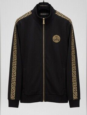 Versace Black Jacket with Gold Greca Trim- Like NEW!